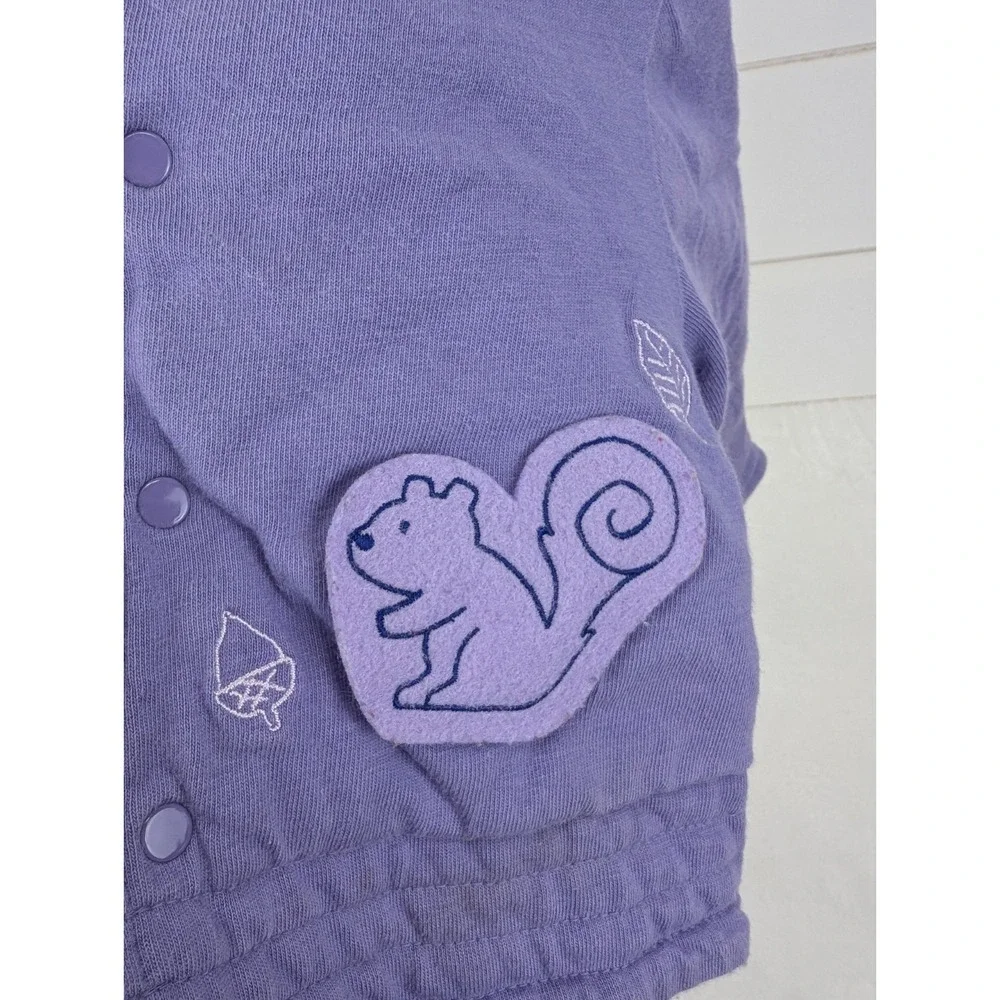 Vintage Cotton Jacket Baby Girl 3 Months Purple Squirrel Woodland 90s Y2K Snap